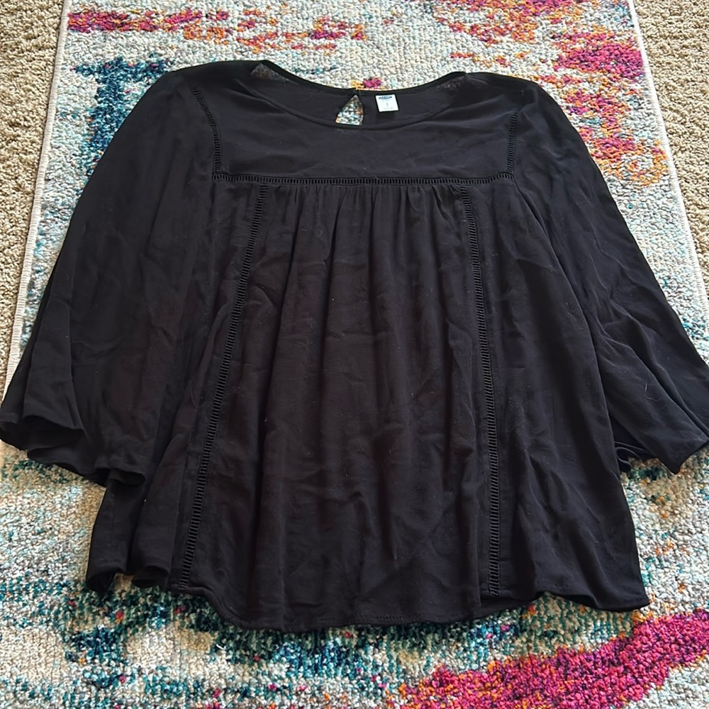 Old Navy black blouse size S oversized fit with flowy sleeves
